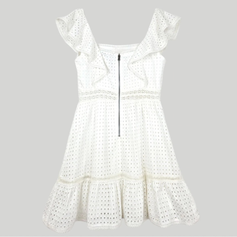 Alice + Olivia Remada Ruffled Broderie Anglaise Cotton Mini‎ Dress White NWT - Picture 12 of 16